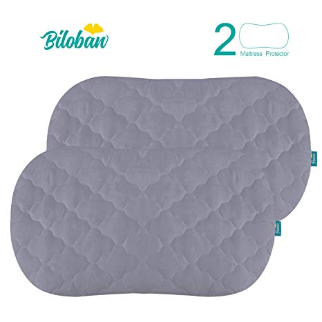 Bassinet Mattress Pad Cover Grey, Oval/Hourglass, 2 Pack, Microfiber, Waterproof and Soft, Fits for Halo Bassinest Swivel Sleeper Mattress Perfectly.