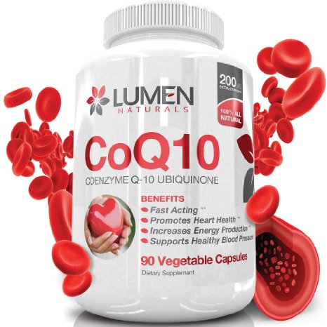 Lumen Naturals CoQ10 200mg - Fast Acting Extra Strength Coenzyme Q10 Ubiquinone Supplement - Promotes Heart Health & Cellular Energy & Endurance to Fight Fatigue & Support Healthy Blood Pressure