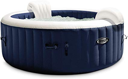 Intex PureSpa Plus Round 6 Person Portable Inflatable Hot Tub Spa 85-Inch x 25-Inch with 170 Bubble Jets and Built in Heater Pump, Navy | 28431E