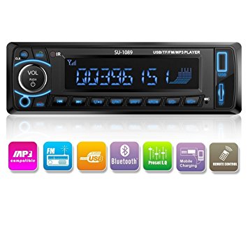 Kidcia Car Stereo, Single-Din Version, Bluetooth In Dash, Remote Control, Digital Media Receivers, USB/SD/Audio Receiver/MP3 Player/FM Radio by Kidcia