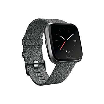 Fitbit Versa Special Edition Smartwatch, Charcoal Woven, One Size (S & L Bands Included)