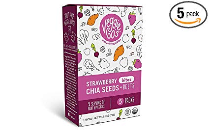Veggie-Go's Organic Fruit Snack Bites with No Added Sugar, Strawberry Chia, 2.5 Ounce (Pack of 5)