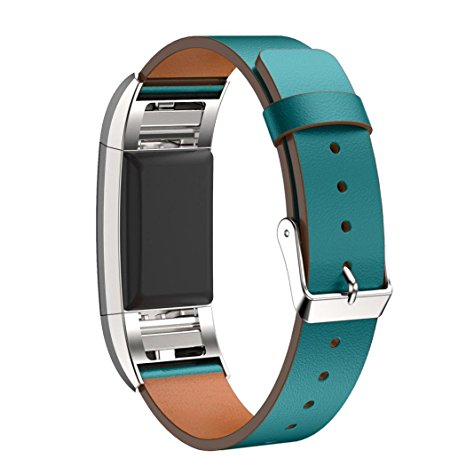 HOT ! Ninasill Exclusive Replacement Luxury Leather Band Strap Bracelet For Fitbit Charge 2 (Green)