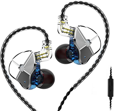 TRN ST1 IEM Earphones 1DD 1BA Hybrid Drivers, Senlee TRN in Ear Headphones Wired Earbuds with Detachable 2Pin Cable(with Mic, Blue)