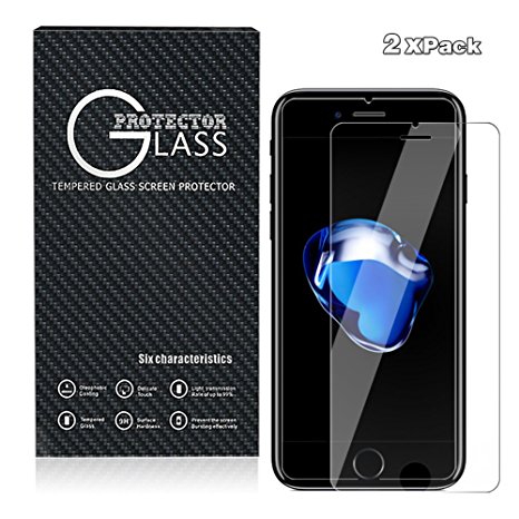 iPhone 7 Plus Screen Protector, 2-Pack Premium Tempered Glass Screen Protector Film for Apple iPhone 7 Plus 5.5 Inch 3D Touch Compatible