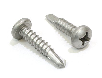 #10 x 1" Self Tapping Stainless Steel Metal Screws, (100 Pack) Phillips Pan Head Self Drilling Screws, 410 Stainless Steel, Choose Size, by Bolt Dropper