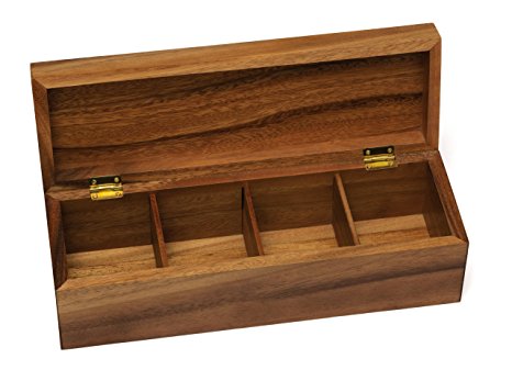 Lipper International 1128 Acacia Tea Box with 4 Sections