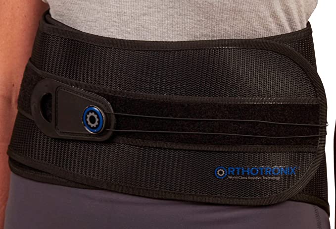 Orthotronix Low Profile EZ Pull Adjustable Lumbar Back & Abdominal Support Brace, Black, One Size