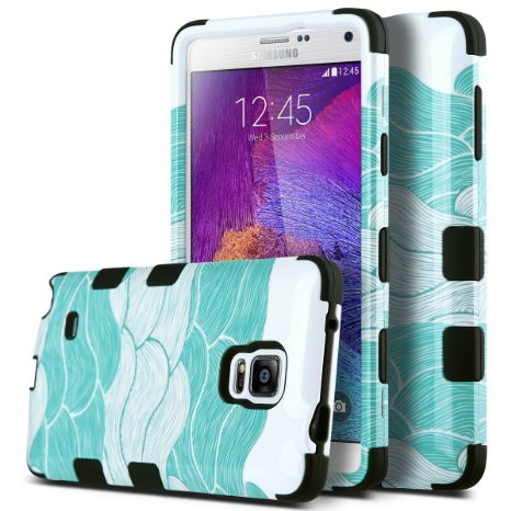 Note 4 Case,Galaxy Note 4 Case, ULAK 3 in 1 Shield Series Shock Absorbing Cases with Hybrid Cover Soft Silicone and Wave Patterned Hard PC for Samsung Galaxy Note 4 (5.7" inch) 2014 Release(Black)