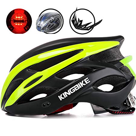 KINGBIKE Ultralight Specialized Bike Helmets with Rear Light   Portable Simple Backpack   Detachable Visor for Men Women(M/L,L/XL)