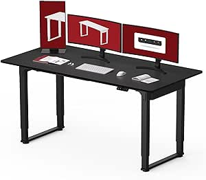 SANODESK Höhenverstellbarer Schreibtisch (160x75 cm) - Elektrischer Schreibtisch mit 4 Beinen, 2 starken Motoren, Memory-Steuerung (Schwarz)