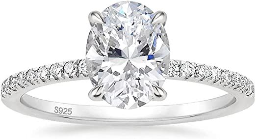 EAMTI 3CT 925 Sterling Silver Engagement Rings Oval Cut Cubic Zirconia CZ Wedding Promise Rings for Her Stunning Wedding Bands for Women Size 3-11