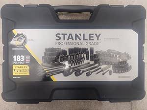 Stanley 183 Piece Black Chrome Socket Set Professional Grade