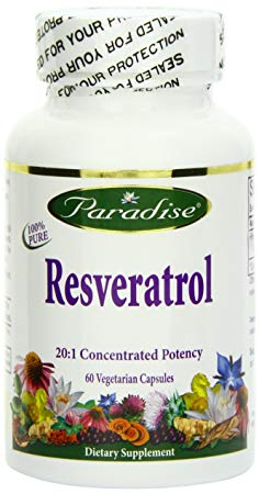 Paradise Herbs Vegetarian Capsules, Resveratrol with Ginger, 60 Count