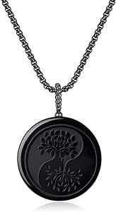 COAI Religious Jewelry Obsidian Stone Pendant Necklace