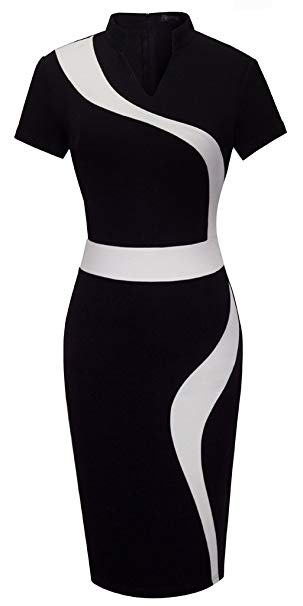 HOMEYEE Women's Vintage Short Sleeve Wear to Work Party Bodycon Dress B320