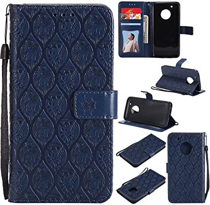NEXCURIO Moto G5 Plus Wallet Case with Card Holder Folding Kickstand Leather Case Flip Cover for Motorola Moto G5 Plus/Moto G Plus 5th Generation - NEYYO10722 Navy
