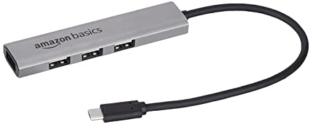 Amazon Basics 4 Port Type C USB Hub 3.1 USB C to 4 Ports USB A 3.1 Adapter Super High Speed Data Transfer and Charging, Type-C Mobile Devices (Grey)