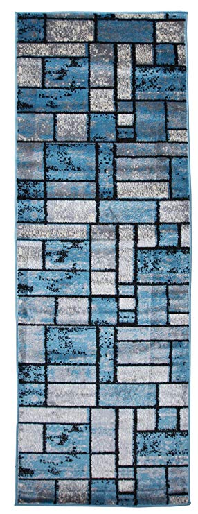 Msrugs Elegant Design Contemporary Runner Rug For Hallway Styled With Best Machine Made Runner Rug Heavy Duty for Bedroom, Stairs and Hallway Area (3x8, Blue)