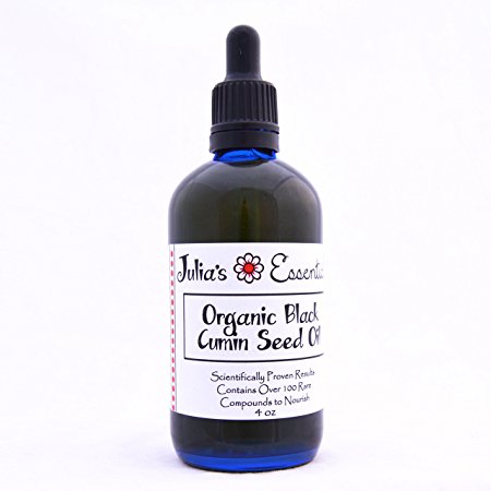 BLACK CUMIN OIL - 100% Organic Food Grade - Cold Pressed - Julia's Essentials - Pure. Natural. BEST! (4 oz)