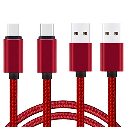 USB Type C Cable,[6ft 2Pack]by Ailun,High Speed Type-C to USB A 2.0 Sync & Charging Nylon Braided Cable for Samsung Galaxy S9/S9  and More Smartphone&Tablets [Red]