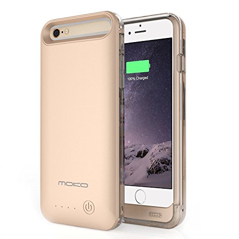 MoKo Battery Case for iPhone 6s Plus / 6 Plus - Portable 4000mAh Battery Pack External Rechargeable Protective Charger Case for iPhone 6s Plus / 6 Plus 5.5 Inch [MFI Apple Certified] GOLDEN