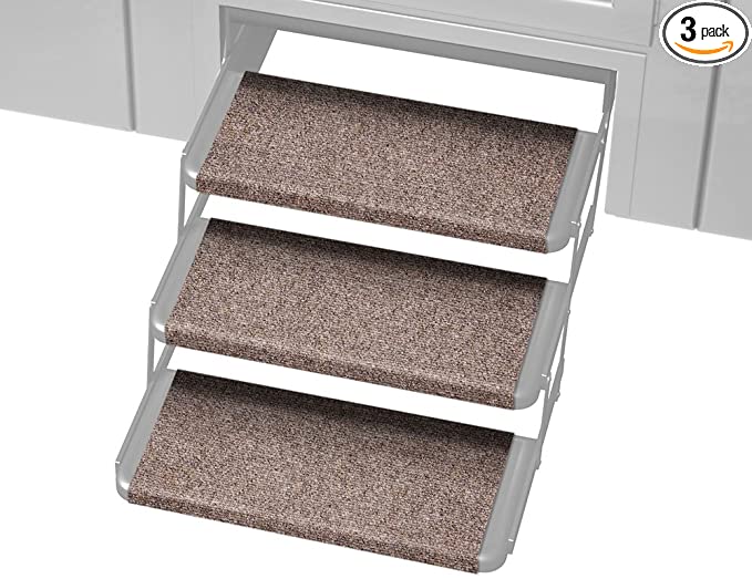 Prest-O-Fit 3-Pack 2-4062 Outrigger RV Step Rug Walnut Brown 18 in. Wide