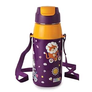 Cello Kidzbee Era Wild Wheels Water Bottle | PU Insulation | School Bottle | Picnic Bottle | Cold Insulation | Leak Proof | Kids Bottle | Easy to Carry | 400ml | Violet