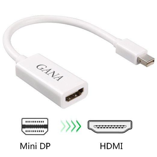 GANA Mini DP to HDMI Adapter Cable for Apple iMac, MacBook, MacBook Pro, And Surface Pro 1 2 3, Lenovo Thinkpad X1 Carbon(Mini DisplayPort to HDMI)