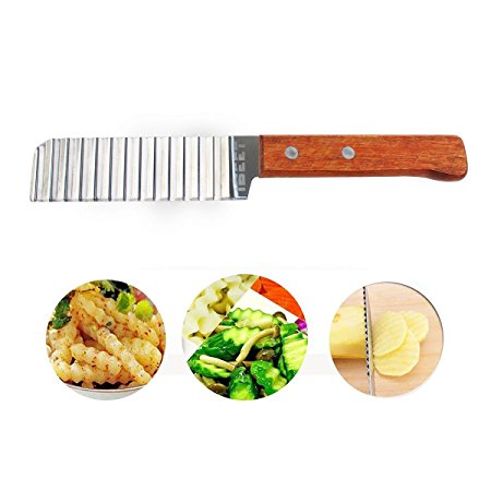 IBEET Stainless Steel Crinkle Cut Knife, Garnishing Potato Dough Waves Crinkle Cutter Slicer