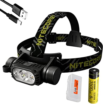 Nitecore HC65 v2 1750 Lumen USB-C Rechargeable Headlamp with White, High CRI and Red LEDs and LumenTac Battery Case