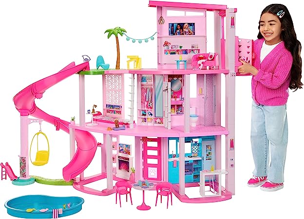 Barbie Dreamhouse 2023, Pool Party Doll House with 75  Pieces and 3-Story Slide, Barbie House Playset, Pet Elevator and Puppy Play Areas​