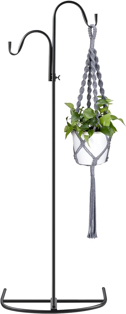 Navaris Shepherds Hooks for Outdoor - Hanging Bird Feeder Plant Pot Hook Stand Pole for Garden - Adjustable Hooks for Hummingbird Feeders and Plants