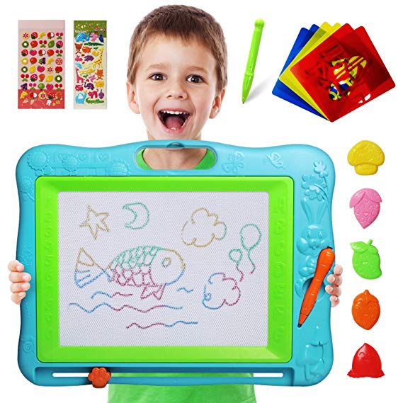 Gamenote Large Magnetic Drawing Board Education Doodle Toys for Kids, Colorful Erasable Magnet Writing Sketching Pad for Toddlers Learning