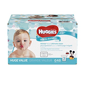 HUGGIES One and Done Refreshing Baby Wipes, Refill Pack (3-Pack, 648 Sheets Total), Scented, Alcohol-free, Hypoallergenic