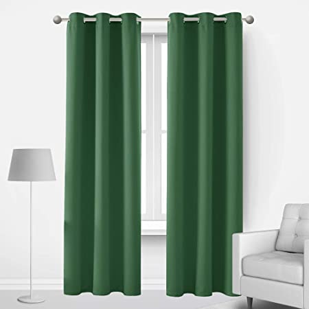 Deconovo Room Darkening Blackout Curtains Sun and Noise Reduction Blackout Curtains 84 Inch Length Curtains for Adults Bedroom Set of 2 Each 42x84 Inch Dark Forest