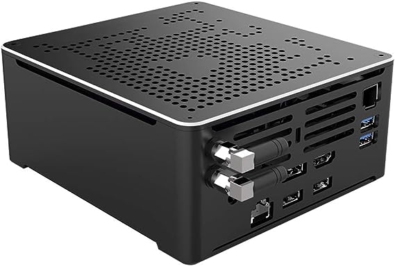 HUNSN 4K Mini PC, HTPC, NUC, Small Server, Windows 11 or Linux Ubuntu, Support Proxmox, Vmware, ESXI, KODI, Intel XEON E-2186M, BY02, DP, HDMI, TYPE-C, 2 x LAN, 32G RAM, 256G SSD, 1TB HDD