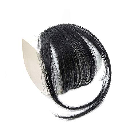 Vowinlle Clip in Hair Bangs Full Hand Tied Human Hair Bang Darkest Brown Human Hair Clip on Human Hairpiece