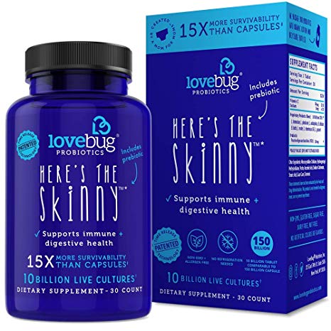 Probiotic and Prebiotic Digestive Health Supplement, Shelf Stable - with 10 Billion CFU, Turmeric - for Men & Women, 15x More Survivability, 60 Tablets.