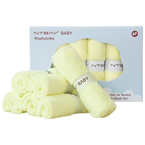 NTBAY 6 Pack Baby Washcloths, Extra Soft Newborn Baby Face Towel Perfect Gifts Set, 10 x 10 Inches, Yellow