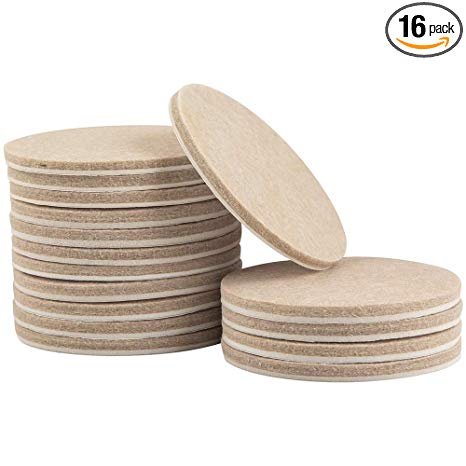 softtouch 4723995N Heavy Duty Felt Furniture Pads to Protect Hardwood Floors from Scratches, 3 Inch, Linen, 16 Piece