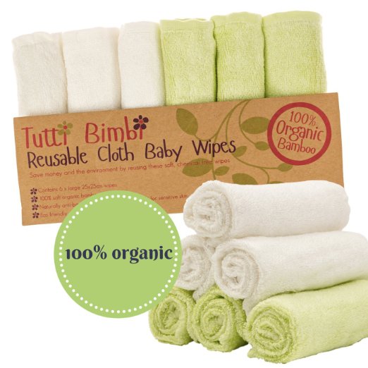 SALE Tutti Bimbi Luxury Soft Baby Washcloths - Mom Approved 6 Pack 10x10 Larger Organic Bamboo Mini Towels - Premium Reusable Wipes for Sensitive Skin - Baby Showerregistry Gift Greenwhite