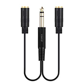 VIMVIP 6.35mm 1/4 TRS Stereo Male to Dual 2 x 3.5mm Stereo Female Adapter Splitter Cable