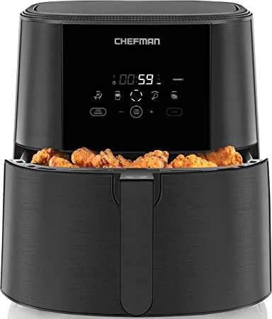 Chefman TurboFry Touch Air Fryer, 8-Quart Family Size, One-Touch Digital Controls for Healthy Cooking, Presets for French Fries, Chicken, Meat, Fish, Nonstick Dishwasher-Safe Parts, Black