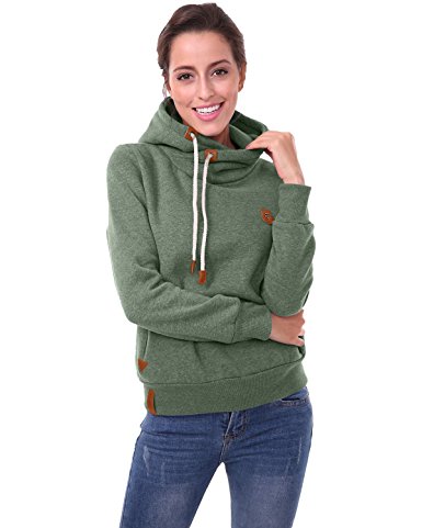 StyleDome Women Long Sleeve High Necke Pocket Pullover Hoodies Sweatshirts Coats