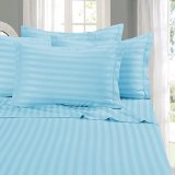 1500 Thread Count Egyptian Quality STRIPE 4 Piece Wrinkle Resistant Luxurious Sheet Set Queen Aqua