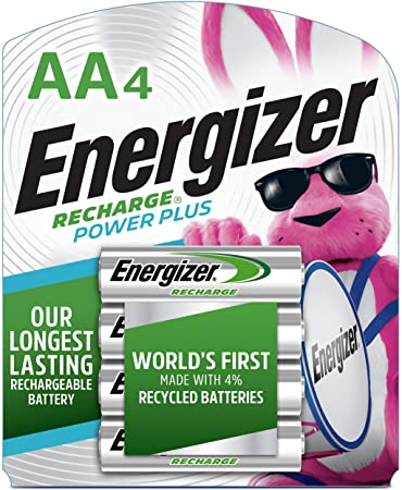 Energizer Rechargeable AA Batteries, NiMH, 2300 mAh, Pre-Charged, 4 count (Recharge Power Plus)