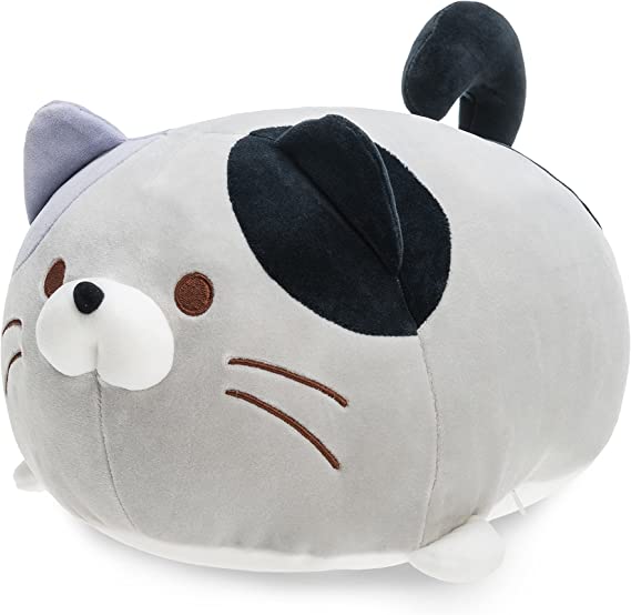 Super Soft Cat Plush Toy, Fluffy Chubby Kitty Stuffed Animal, Adorable Plush Cat for Cuddle Pillow Buddy or Decro (Gray, 13'')
