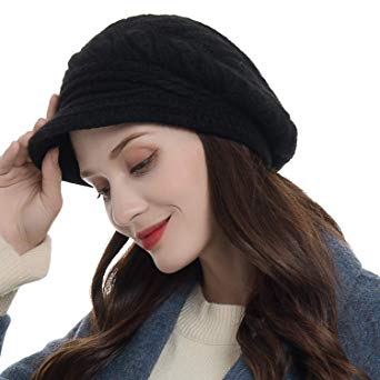 Diravo Beanie Hat for Women Winter Knitted Hat Slouchy Wool Beanie Ski Cap Beanie Visor