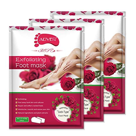 Foot Peel Mask 3 Pack, Exfoliating Foot Masks, Natural Exfoliator for Dry Dead Skin, Callus, Repair Rough Heels for Men Women